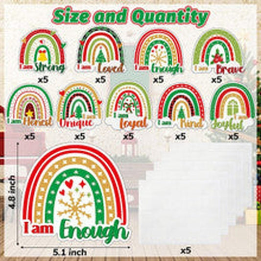 45Pcs Christmas Boho Rainbow Motivational Positive Sayings - T&S Outlets