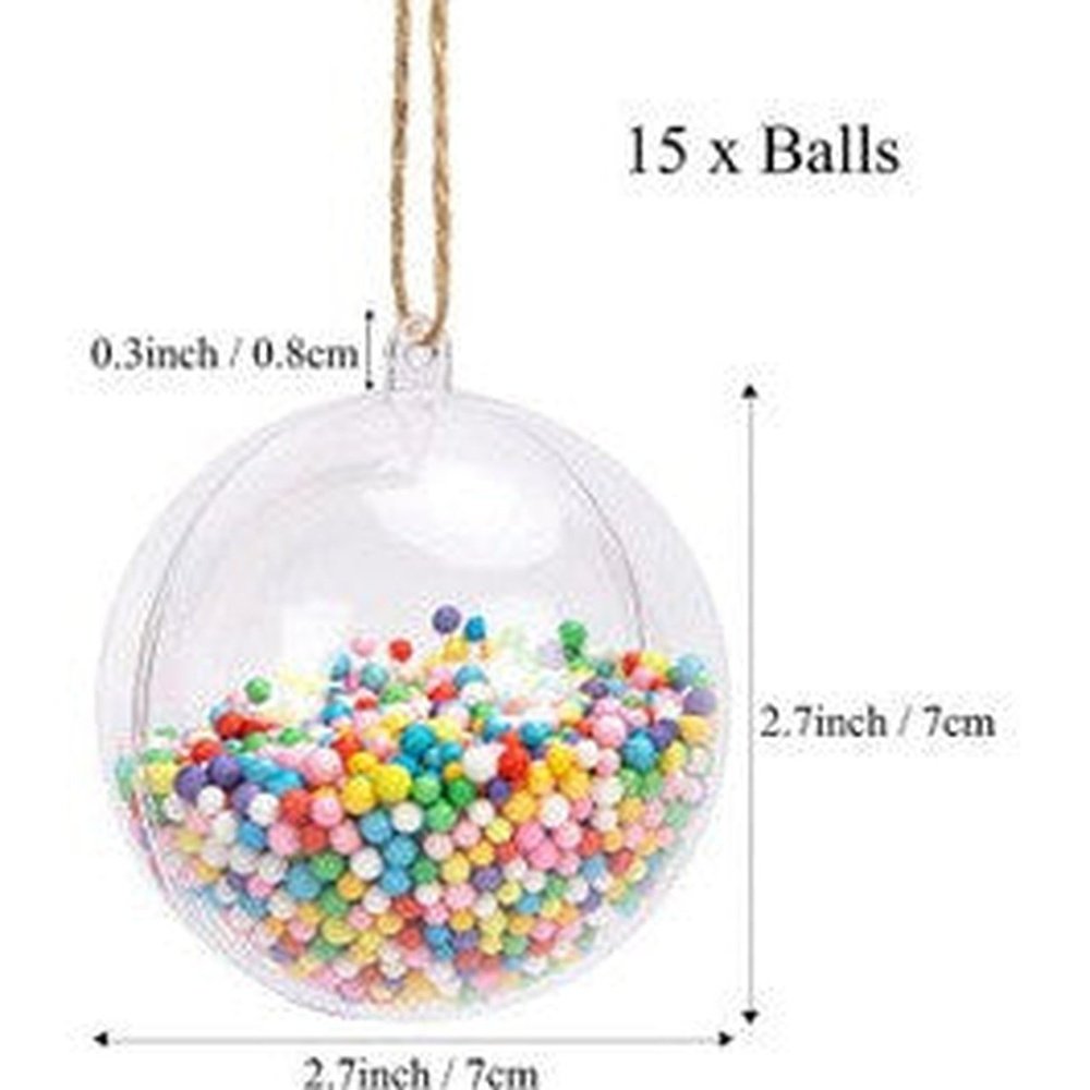 Fillable Christmas Ornaments, 15Pcs 2.7 Inch - T&S Outlets