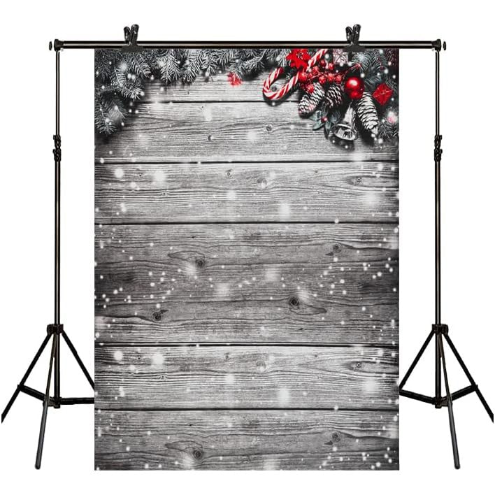 5X7FT Snowflake Silver Glitter Christmas Wood Wall Photography Backdrop - T&S Outlets