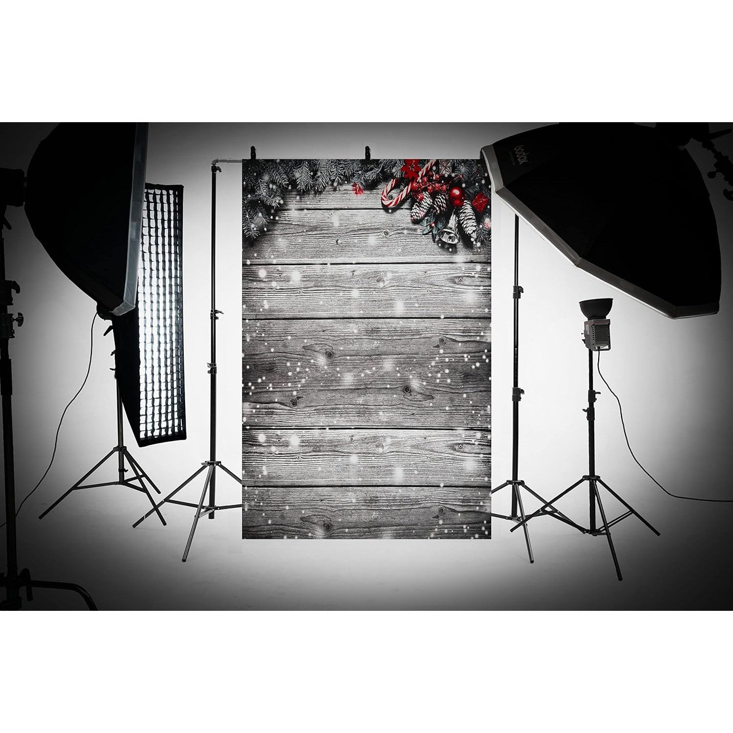 5X7FT Snowflake Silver Glitter Christmas Wood Wall Photography Backdrop - T&S Outlets