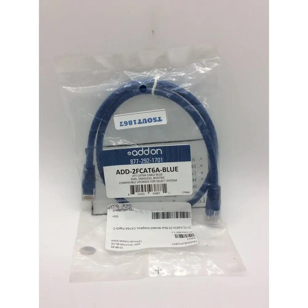 Addon 2Ft Blue Molded Snagless Cat6A Patch Cable - T&S Outlets